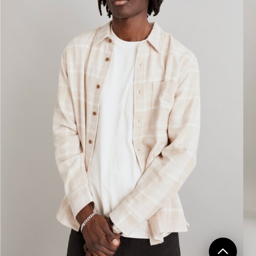 Madewell Neutral Plaid Long-Sleeve Button Shirt